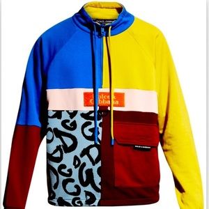 DOLCE & GABBANA Men’s quarter zip pull over color block sweatshirt size Small